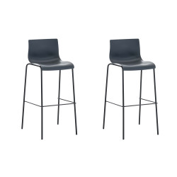 Set 2x Taburete Hover con Asiento de Plástico & Base de Metal Gris,Negro