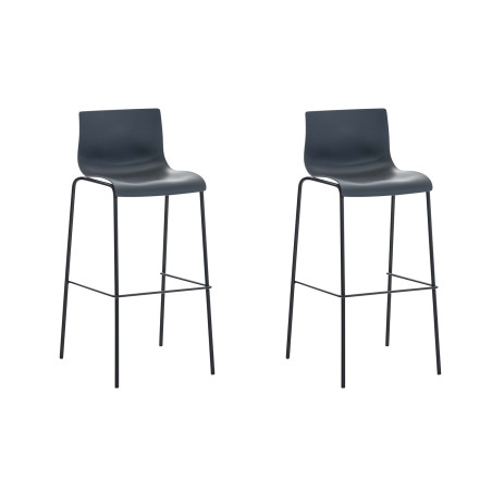 Set 2x Taburete Hover con Asiento de Plástico & Base de Metal Gris,Negro