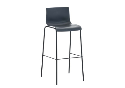 Lot de 2 tabourets de bar Hoover structure 4 pieds plastique noir gris