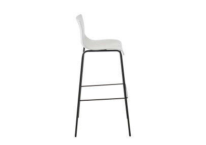Lot de 2 tabourets de bar Hoover, en plastique, à 4 pieds, noir et blanc.