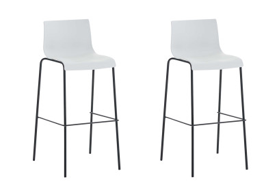 Lot de 2 tabourets de bar Hoover en plastique, structure à 4 pieds, noir et blanc