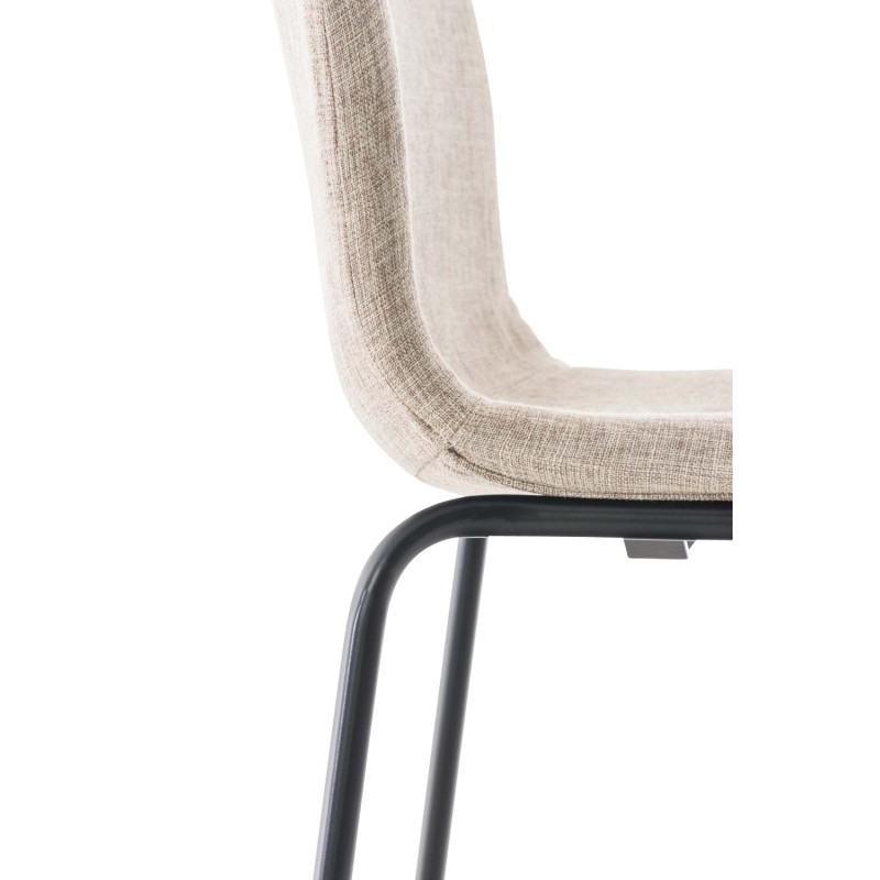 Lot de 2 tabourets de bar Hoover, en tissu, piètement à 4 pieds, noirs crème