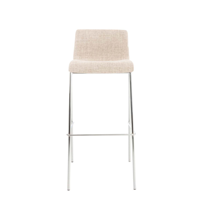 Set 2x Taburete Hover Tapizado en Tela Crema,Cromado