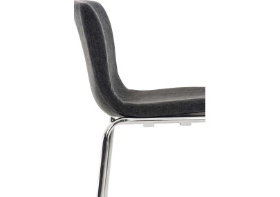 Lot de 2 tabourets de bar Hoover tissu 4 pieds structure chrome gris foncé