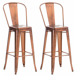 Lot de 2 tabourets de bar Aiden cuivre