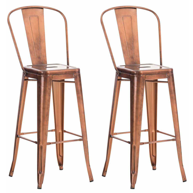 Lot de 2 tabourets de bar Aiden cuivre