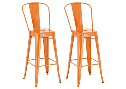 Lot de 2 tabourets de bar Aiden, orange