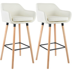 Lot de 2 tabourets de bar Grant simili cuir crème