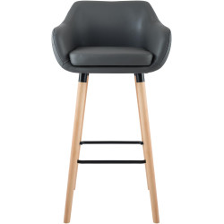 Juego de 2 taburetes de bar Grant, cuero sintético Gris