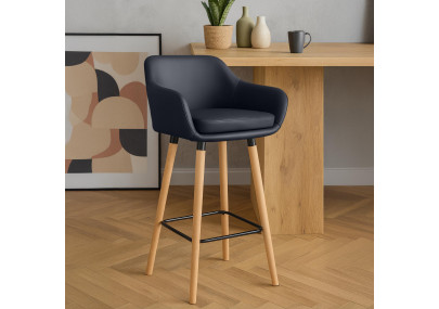 Lot de 2 tabourets de bar Grant en similicuir noir