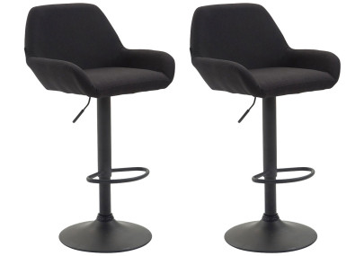 Lot de 2 tabourets de bar Braga tissu noir noir