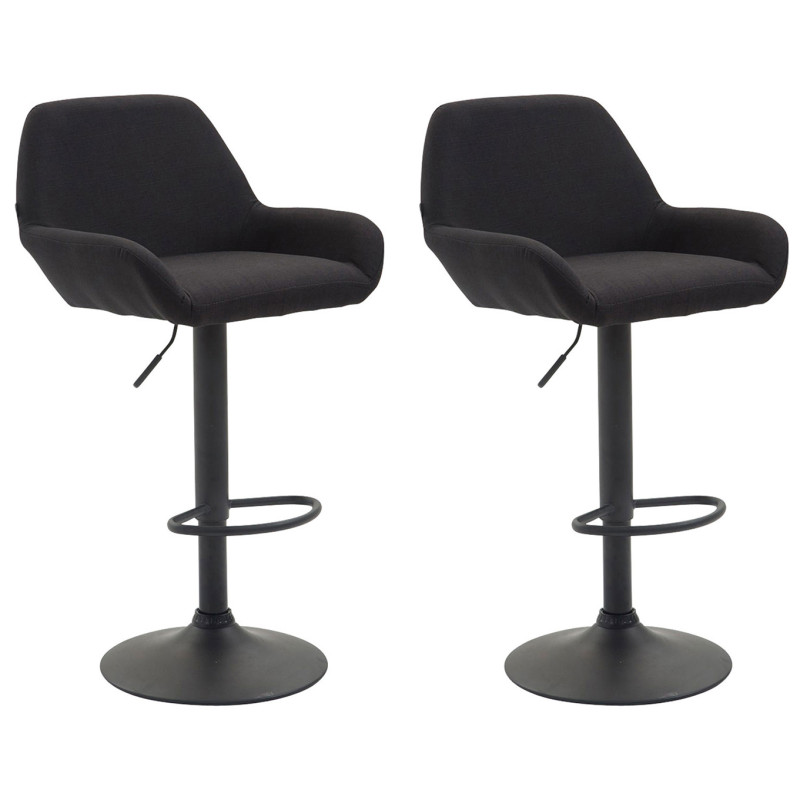 Lot de 2 tabourets de bar Braga, tissu, noir noir