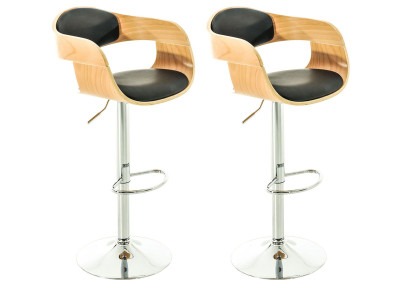 Ensemble de 2 tabourets de bar Kingston C, similicuir, naturel/noir