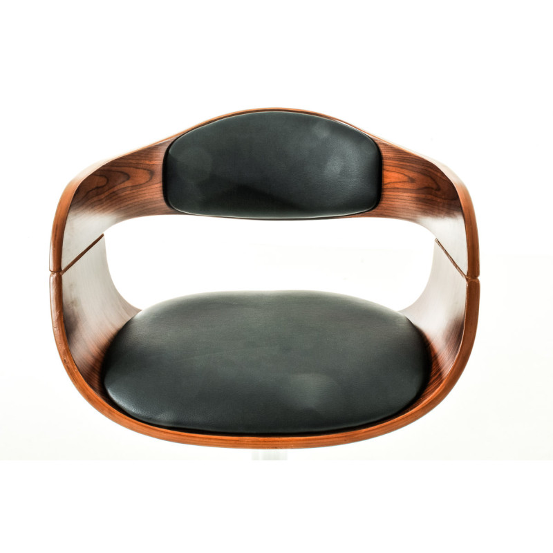 Ensemble de 2 tabourets de bar Kingston C, similicuir, noyer/noir