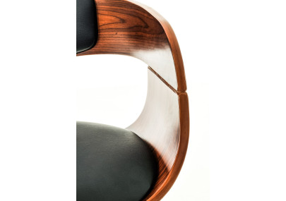 Ensemble de 2 tabourets de bar Kingston C, similicuir, noyer/noir