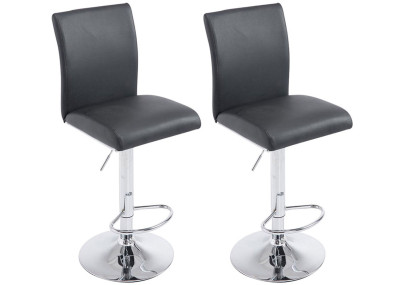Ensemble de 2 tabourets de bar Cologne, similicuir, chrome, noir