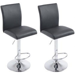 Ensemble de 2 tabourets de bar Cologne, similicuir, chrome, noir