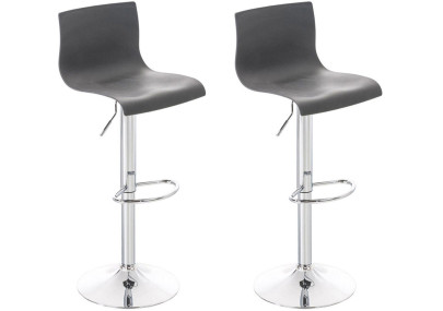 Lot de 2 tabourets de bar Hoover en plastique gris chromé