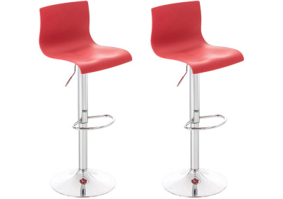 Lot de 2 tabourets de bar Hoover, en plastique, rouge chromé