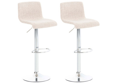 Ensemble de 2 tabourets de bar Hoover, tissu, chrome et crème