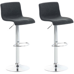 Ensemble de 2 tabourets de bar Hoover, tissu, chrome gris foncé
