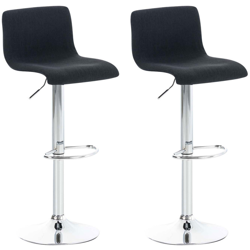 Set 2x Taburete Hover En Tela Negro,Cromado