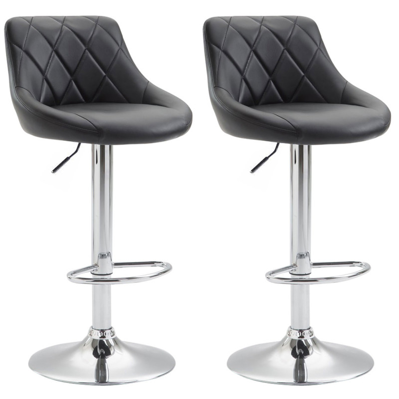 Lot de 2 tabourets de bar Lazio en similicuir noir.