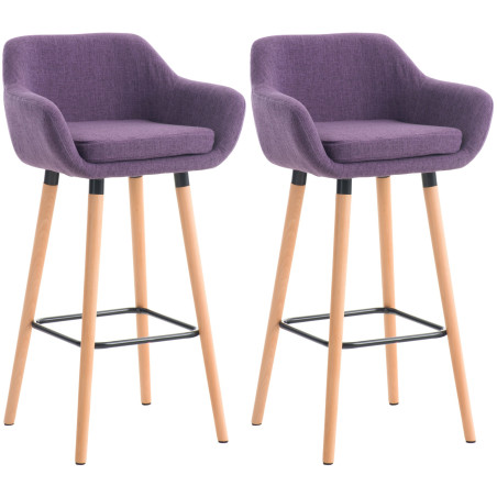 Ensemble de 2 tabourets de bar Grant en tissu violet