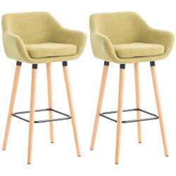 Ensemble de 2 tabourets de bar Grant, tissu vert clair