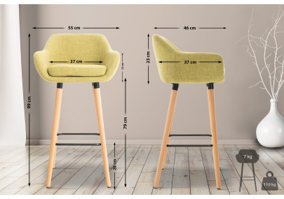 Lot de 2 tabourets de bar Grant tissu vert clair