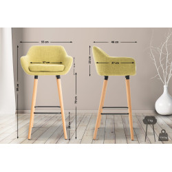 Ensemble de 2 tabourets de bar Grant, tissu vert clair