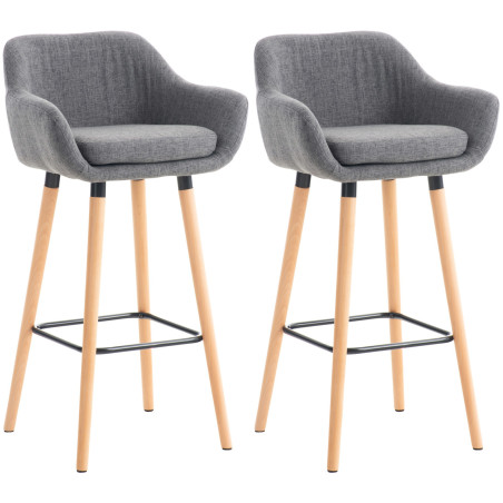 Ensemble de 2 tabourets de bar Grant, tissu gris clair