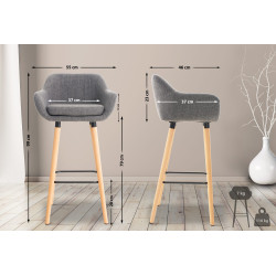 Ensemble de 2 tabourets de bar Grant, tissu gris clair