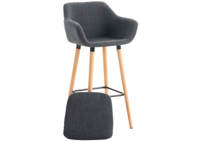Ensemble de 2 tabourets de bar Grant, tissu, gris foncé