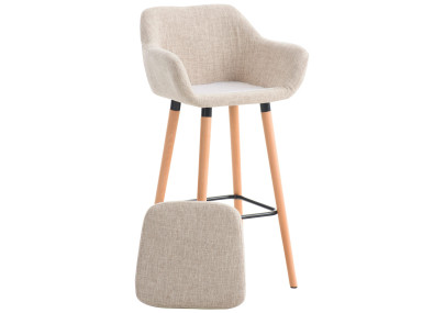 Ensemble de 2 tabourets de bar Grant, tissu crème
