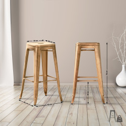 Ensemble de 2 tabourets de bar Joshua dorés