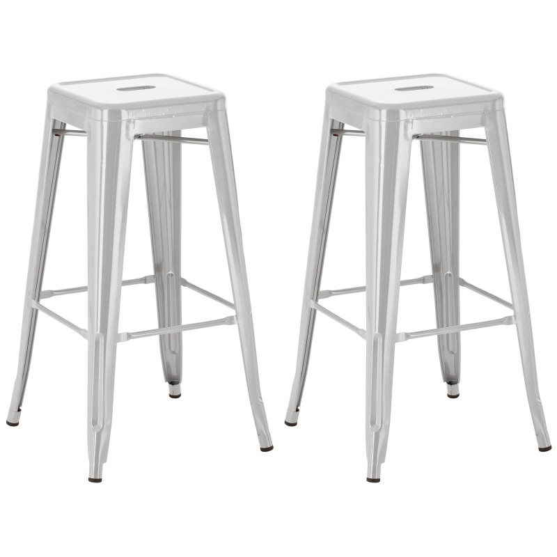 Lot de 2 tabourets de bar Joshua argent