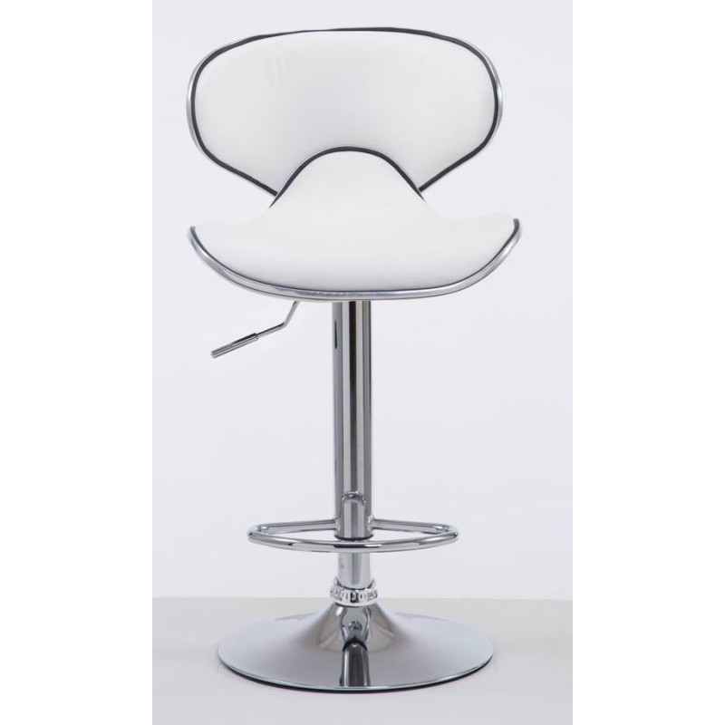 Lot de 2 tabourets de bar Las Vegas V2 simili cuir chrome blanc