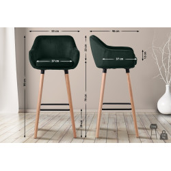 Tabouret de bar Grant en velours vert