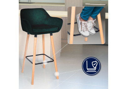 Tabouret de bar Grant en velours vert