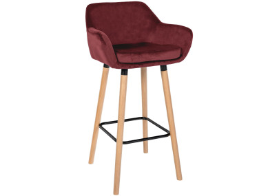Tabouret de bar Grant, velours, rouge