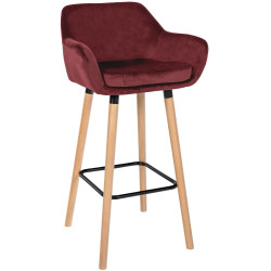 Tabouret de bar Grant, velours, rouge
