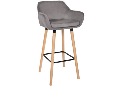 Tabouret de bar Grant en velours gris