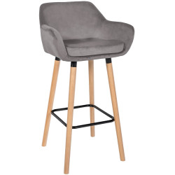 Tabouret de bar Grant en velours gris