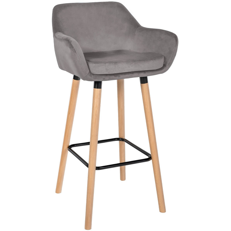 Tabouret de bar Grant en velours gris