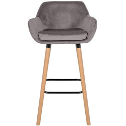 Tabouret de bar Grant en velours gris