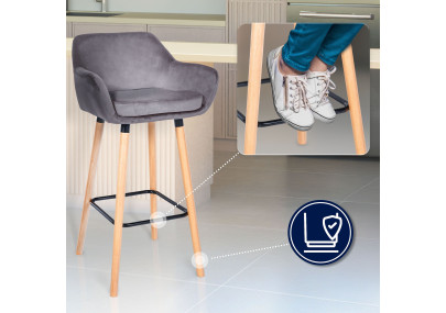 Tabouret de bar Grant en velours gris