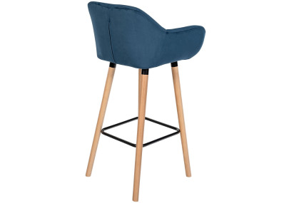 Tabouret de bar Grant en velours bleu