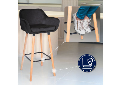 Tabouret de bar Grant en velours noir