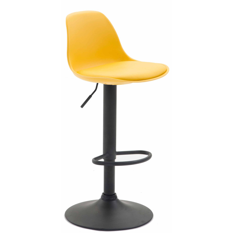 Tabouret de bar Kiel simili cuir noir jaune